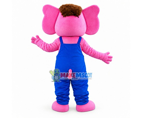 The Pleased Pink Little Elephant Mascot Costume The Pleased Pink Little Elephant Mascot Costume