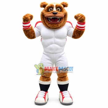 Brown Bear With Strong Chest Muscles Mascot Costume Brown Bear With Strong Chest Muscles Mascot Costume
