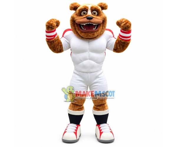 Brown Bear With Strong Chest Muscles Mascot Costume Brown Bear With Strong Chest Muscles Mascot Costume