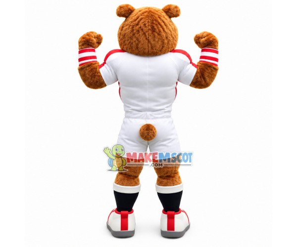 Brown Bear With Strong Chest Muscles Mascot Costume Brown Bear With Strong Chest Muscles Mascot Costume