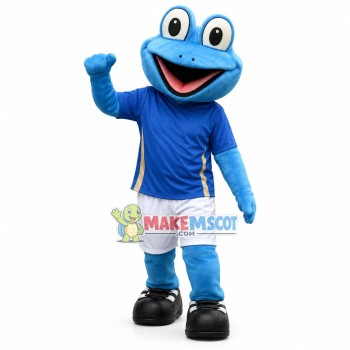 Elated The Blue Big Mouth Frog Mascot Costume