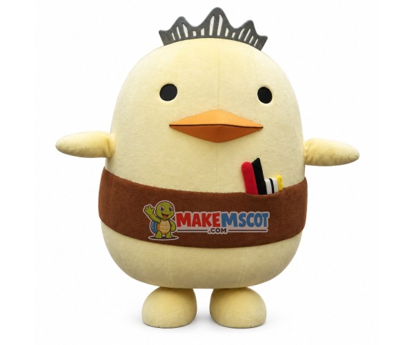 Chubby Yellow Crown Chicken Mascot Costume
