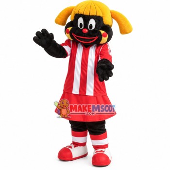 Blonde Black Cheer Girl Doll Mascot Costume