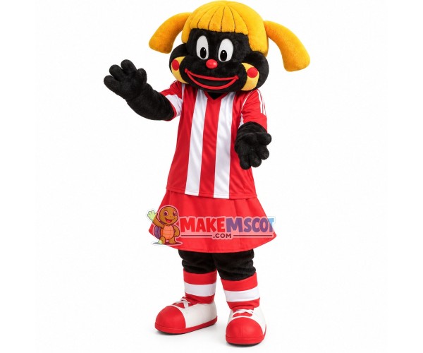 Blonde Black Cheer Girl Doll Mascot Costume Blonde Black Cheer Girl Doll Mascot Costume