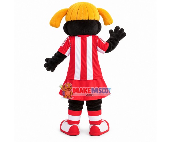 Blonde Black Cheer Girl Doll Mascot Costume Blonde Black Cheer Girl Doll Mascot Costume