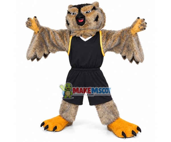 Imposing the Adult Hairy Owl Mascot Costume