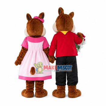 Loving Squirrel Couple In the Forest Mascot Costume Loving Squirrel Couple In the Forest Mascot Costume