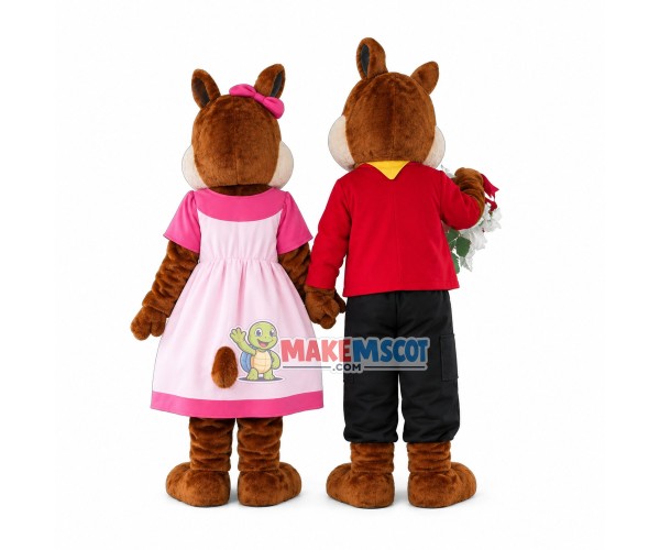Loving Squirrel Couple In the Forest Mascot Costume Loving Squirrel Couple In the Forest Mascot Costume