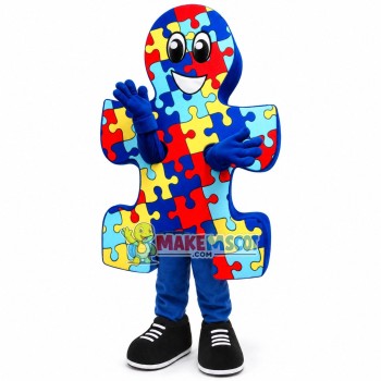 Colorful Stitched Puzzle Cartoon Mascot Costume Colorful Stitched Puzzle Cartoon Mascot Costume