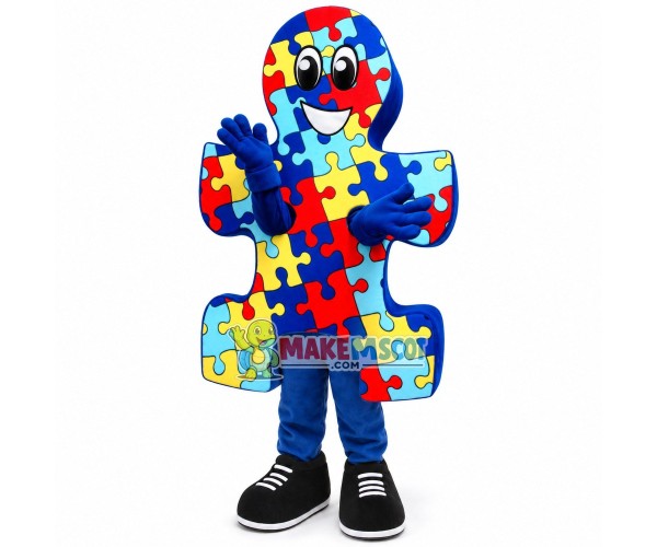 Colorful Stitched Puzzle Cartoon Mascot Costume Colorful Stitched Puzzle Cartoon Mascot Costume
