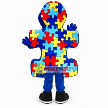 Colorful Stitched Puzzle Cartoon Mascot Costume Colorful Stitched Puzzle Cartoon Mascot Costume