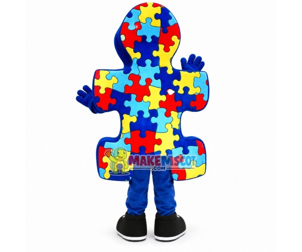 Colorful Stitched Puzzle Cartoon Mascot Costume Colorful Stitched Puzzle Cartoon Mascot Costume