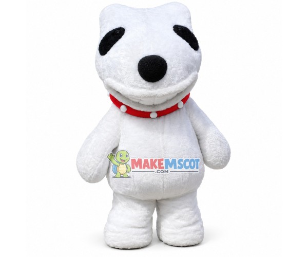Adult Soft White Dog On The Beach Mascot Costume Adult Soft White Dog On The Beach Mascot Costume