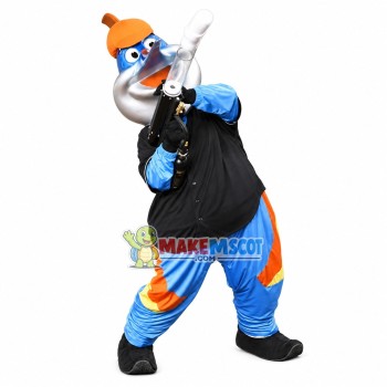 Blue Doll Firing the Starting Gun Mascot Costume