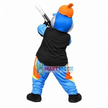 Blue Doll Firing the Starting Gun Mascot Costume