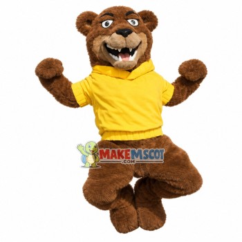 Brown Bear Jumping Excitedly Mascot Costume Brown Bear Jumping Excitedly Mascot Costume