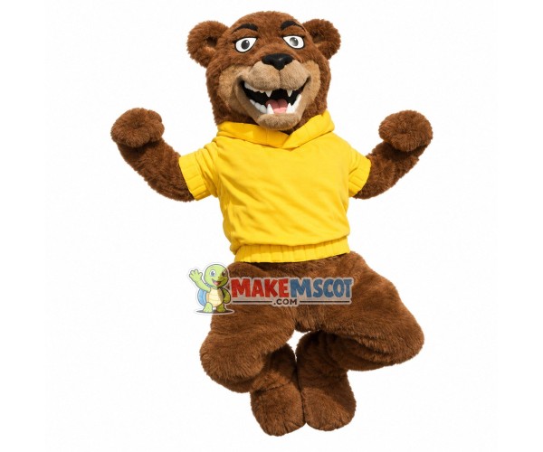 Brown Bear Jumping Excitedly Mascot Costume Brown Bear Jumping Excitedly Mascot Costume