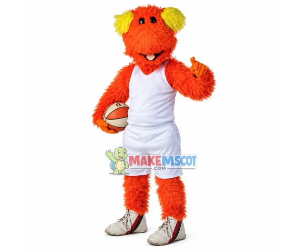 Orange Furry Monster Carrying Basketball Mascot Costume Orange Furry Monster Carrying Basketball Mascot Costume