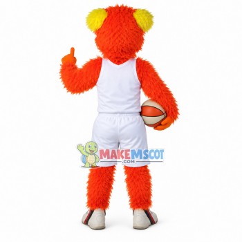 Orange Furry Monster Carrying Basketball Mascot Costume Orange Furry Monster Carrying Basketball Mascot Costume