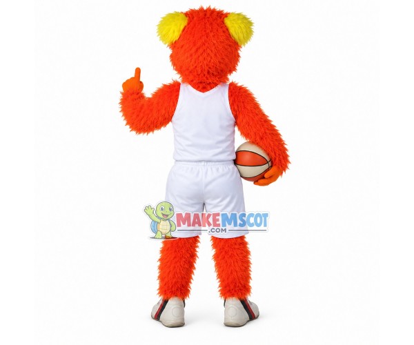 Orange Furry Monster Carrying Basketball Mascot Costume Orange Furry Monster Carrying Basketball Mascot Costume
