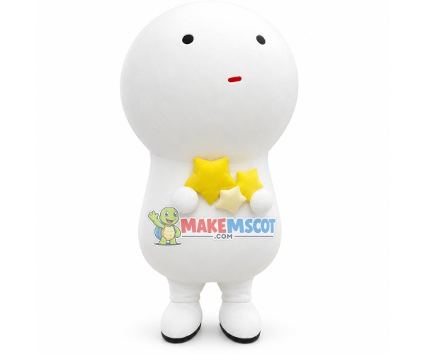 Handmade Pure White Snowman With Shiny Stars Mascot Costume