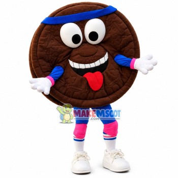 Chocolate Chip Cookie With Cream Filling Mascot Costume Chocolate Chip Cookie With Cream Filling Mascot Costume