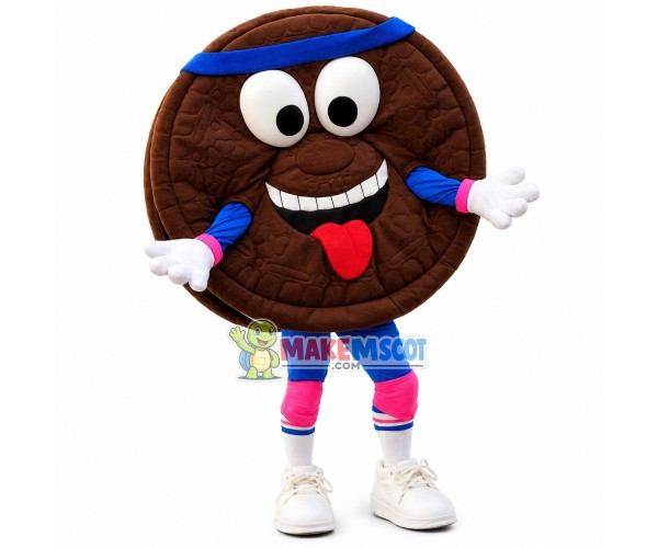 Chocolate Chip Cookie With Cream Filling Mascot Costume Chocolate Chip Cookie With Cream Filling Mascot Costume