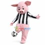 Focused Pig Playing The Football Mascot Costume