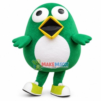 Green Bird Cartoon Mascot Costume of Garden Party