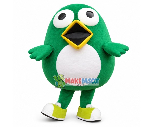 Green Bird Cartoon Mascot Costume of Garden Party Green Bird Cartoon Mascot Costume of Garden Party