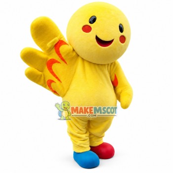 Cartoon Smiley Doll With Big Wings Mascot Costume