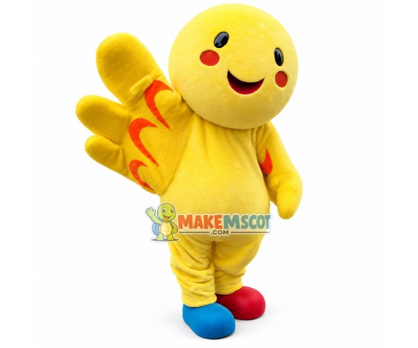 Cartoon Smiley Doll With Big Wings Mascot Costume Cartoon Smiley Doll With Big Wings Mascot Costume