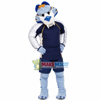 The Majestic Light Blue Tiger Racer Mascot Costume The Majestic Light Blue Tiger Racer Mascot Costume