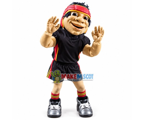 Black Athlete Wearing Protective Headgear Mascot Costume Black Athlete Wearing Protective Headgear Mascot Costume