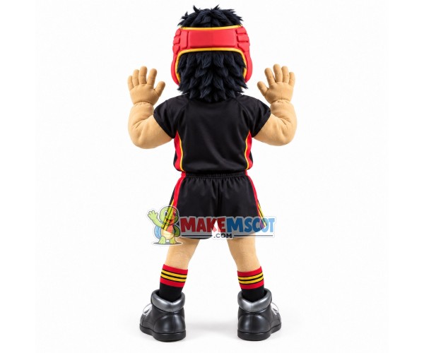 Black Athlete Wearing Protective Headgear Mascot Costume Black Athlete Wearing Protective Headgear Mascot Costume