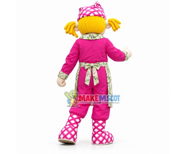 Foreign Waiter With Golden Double Ponytail Mascot Costume Foreign Waiter With Golden Double Ponytail Mascot Costume