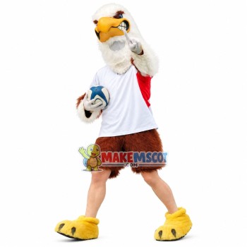 Walking Style Furry Falcon Holding Ball Mascot Costume Walking Style Furry Falcon Holding Ball Mascot Costume