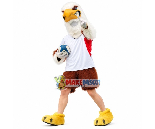 Walking Style Furry Falcon Holding Ball Mascot Costume Walking Style Furry Falcon Holding Ball Mascot Costume