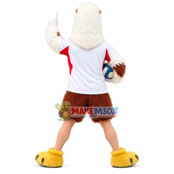 Walking Style Furry Falcon Holding Ball Mascot Costume Walking Style Furry Falcon Holding Ball Mascot Costume
