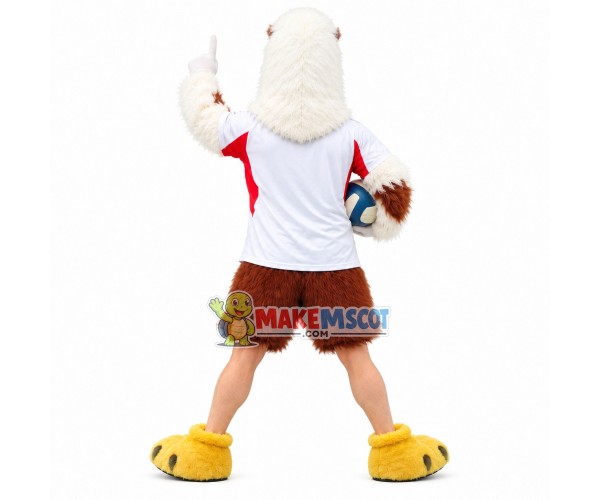 Walking Style Furry Falcon Holding Ball Mascot Costume Walking Style Furry Falcon Holding Ball Mascot Costume