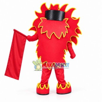 Flame Doll Carrying Red Flag Mascot Costume Flame Doll Carrying Red Flag Mascot Costume