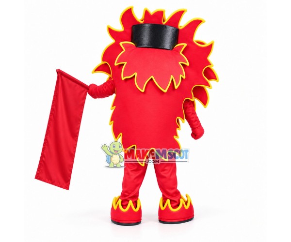 Flame Doll Carrying Red Flag Mascot Costume Flame Doll Carrying Red Flag Mascot Costume