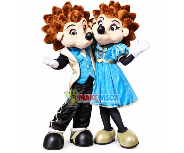 Loving Hedgehog Couple In Dinner Suit Mascot Costume Loving Hedgehog Couple In Dinner Suit Mascot Costume