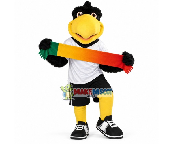 Adult Black Eagle Holding The Signage Mascot Costume
