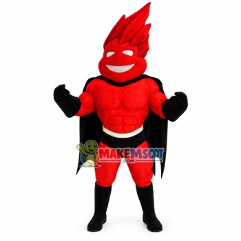 Cartoon Muscluar Man With Fire Red Hair Mascot Costume Cartoon Muscluar Man With Fire Red Hair Mascot Costume
