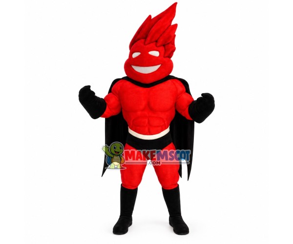 Cartoon Muscluar Man With Fire Red Hair Mascot Costume Cartoon Muscluar Man With Fire Red Hair Mascot Costume