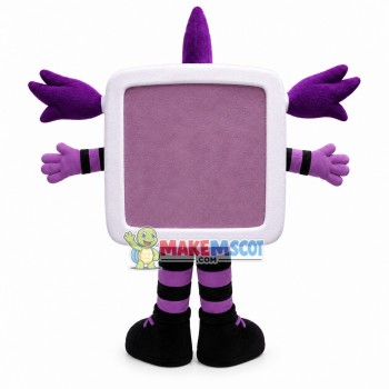Square Head Doll With Purple Pigtails Mascot Costume