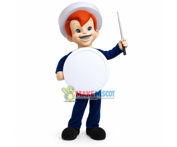 Orange-haired Boy Holding Baton Mascot Costume Orange-haired Boy Holding Baton Mascot Costume