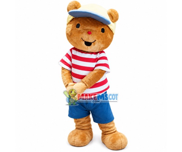Well-behaved Squirrel Wearing Sun Hat Mascot Costume