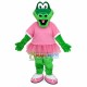 Slim Crocodile Wearing Dress of Gym Mascot Costume